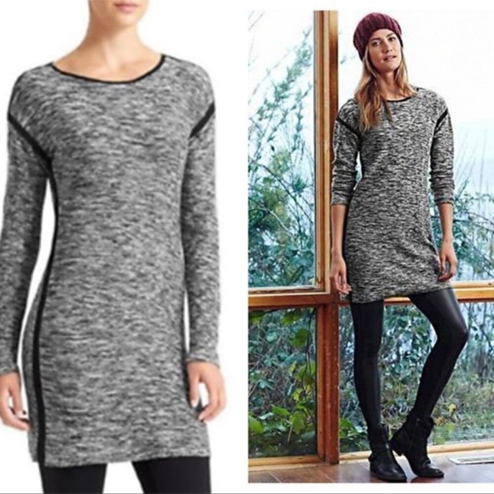 ATHLETA Retreat Sweater Dress Black Knit Marled Size S